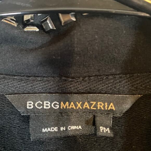 BCBGMaxAzria Black Embellished Logo Long Sleeve Full Zip Moto Jacket Women SZ MP - Picture 8 of 8